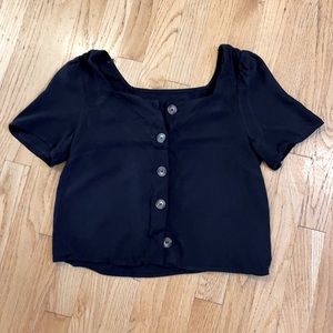 Cute black button up top